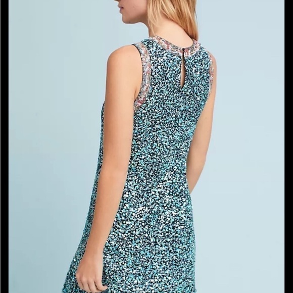 ANTHROPOLOGIE Varun Bahl Astronomy Sleeveless Sequins Shift Dress Size 2 - Picture 4 of 15
